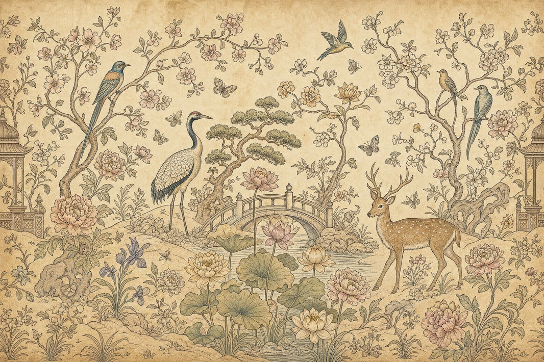 Chinoiserie Wallpaper Toile Floral Wall Mural pattern artwork