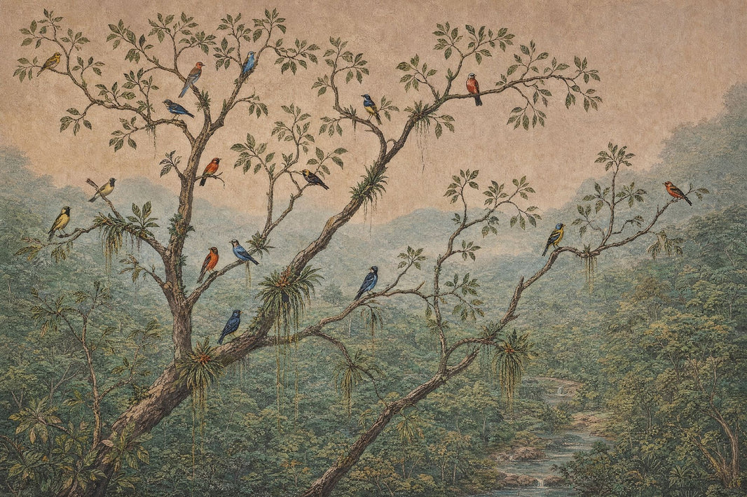 Vintage Tropical Wallpaper Chinoiserie Botanical Removable Wall Decor pattern artwork