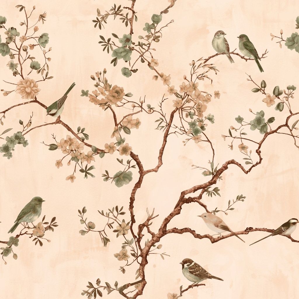 Watercolor Texture Wallpaper Botanical Chinoiserie Removable Wall Decor pattern artwork