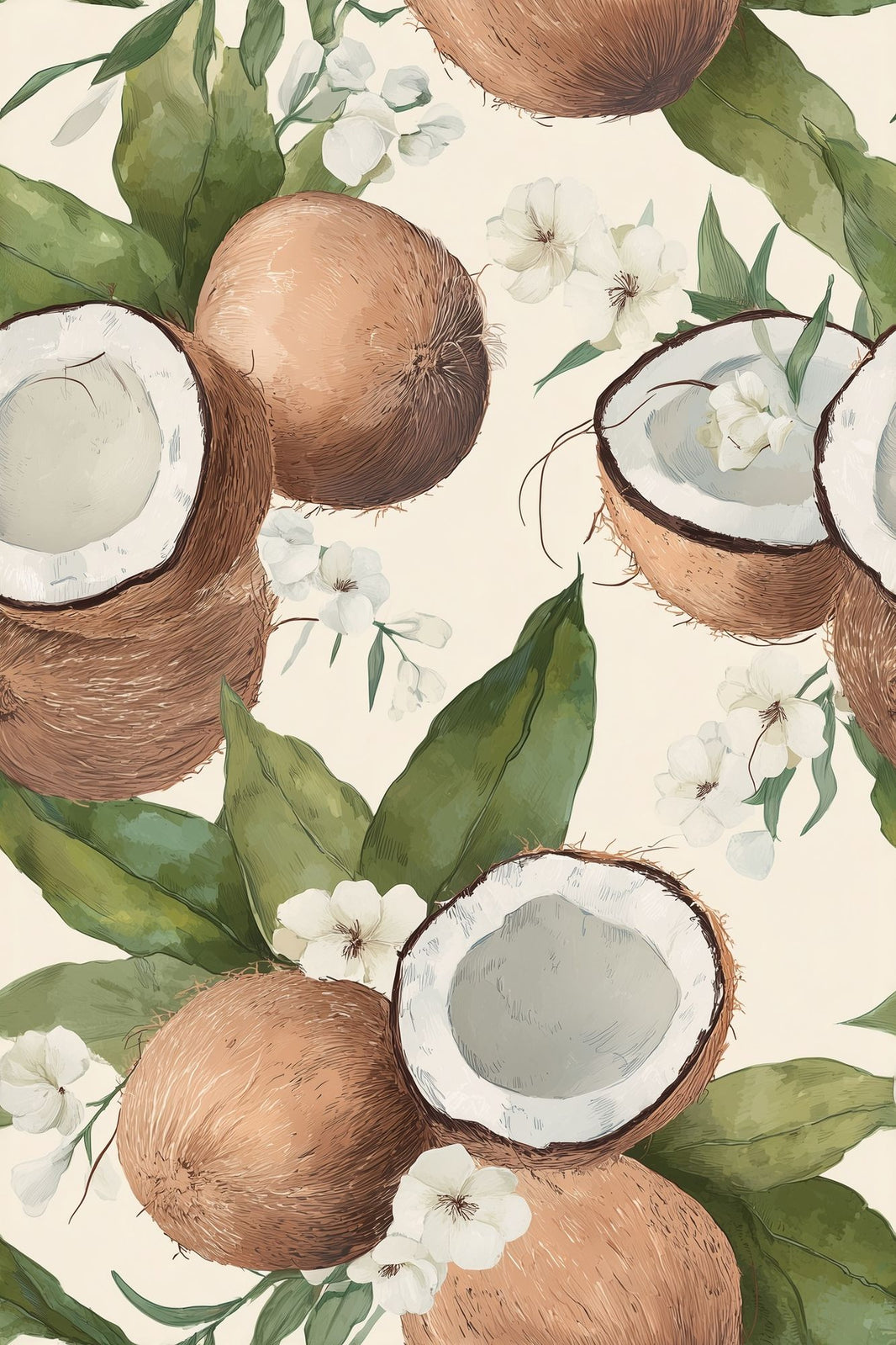 Coconut Wallpaper Tropical Botanical Decorative Mural pattern artwork