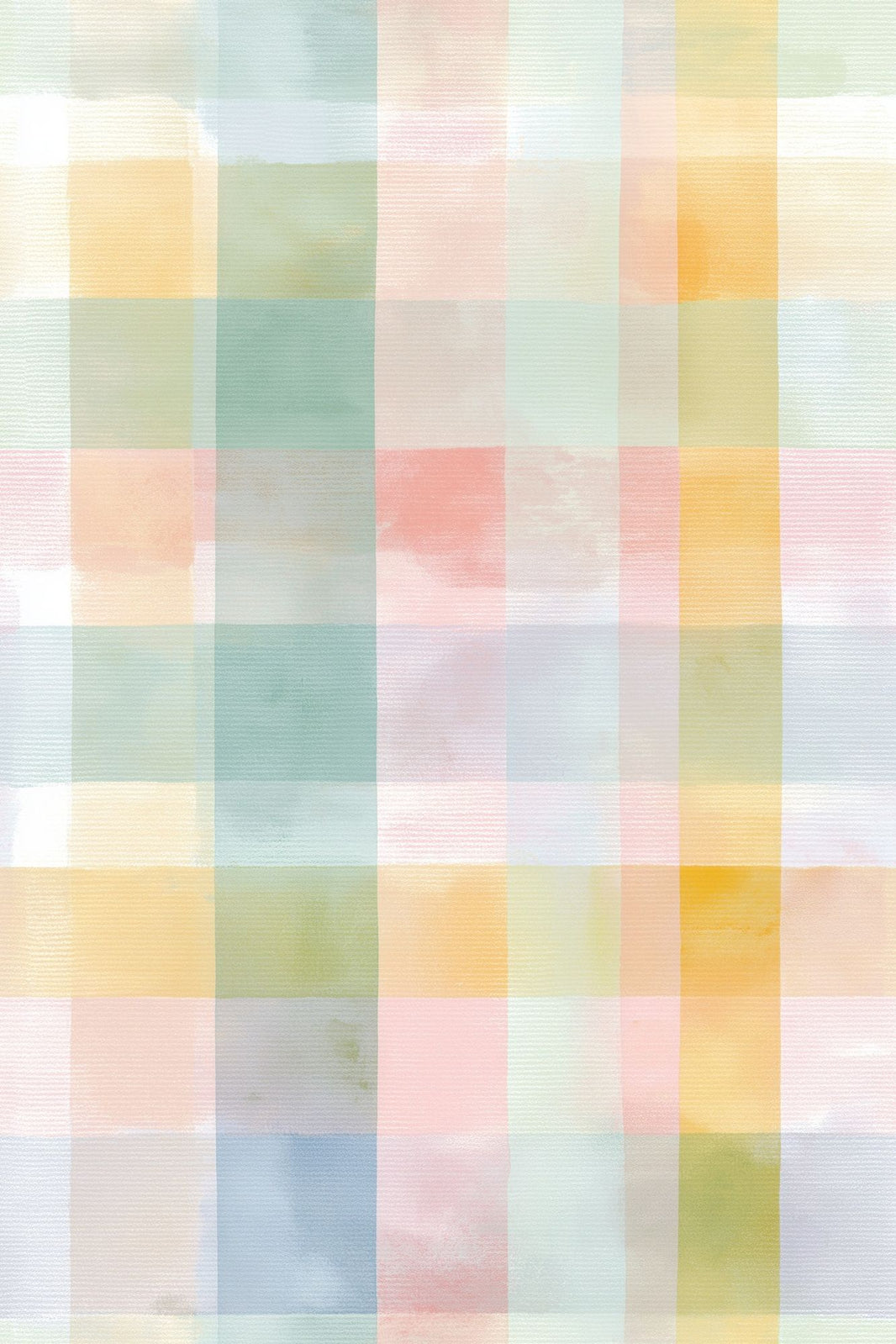 Pastel Plaid Wallpaper Checkered Watercolor Decorative Mural pattern artwork