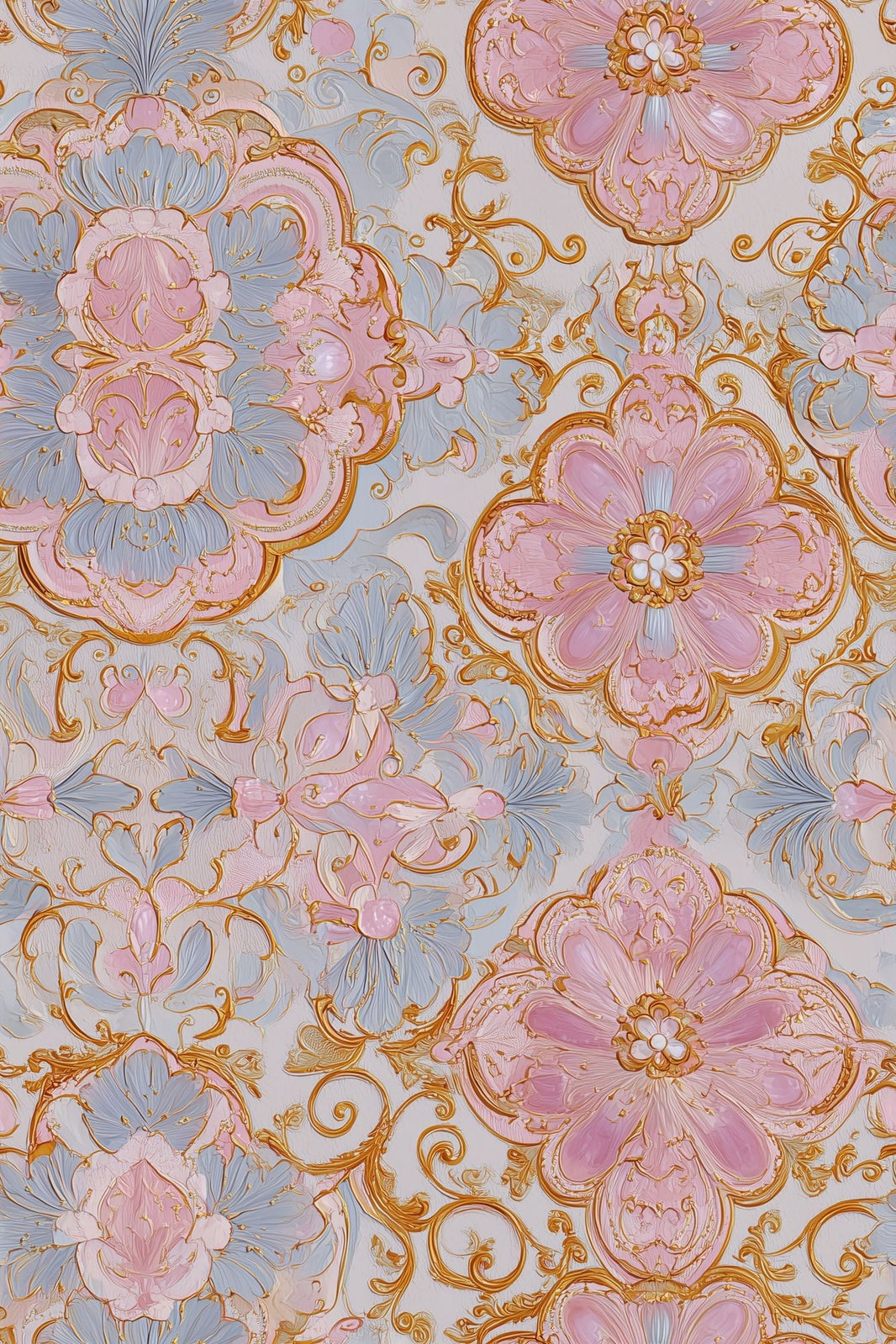 Floral Damask Wallpaper Gold Scrollwork Removable Baroque Wall Double Roll pattern artwork
