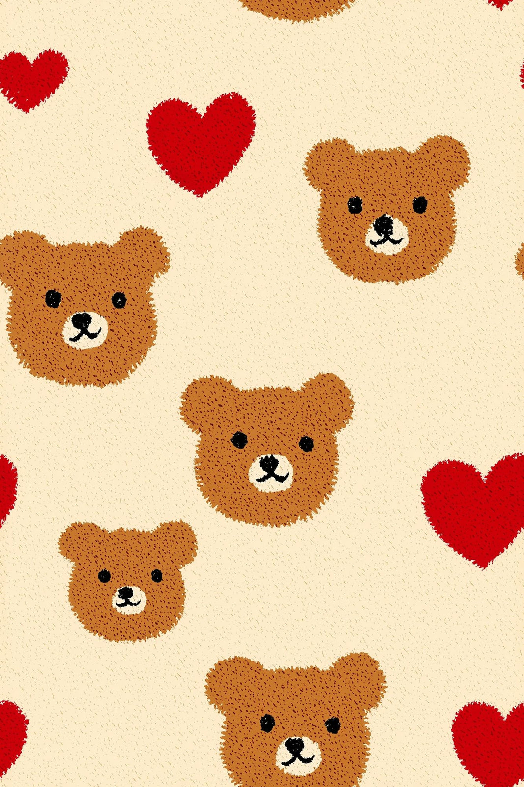 Teddy Bears Wallpaper Red Hearts Cute Decorative Mural pattern artwork