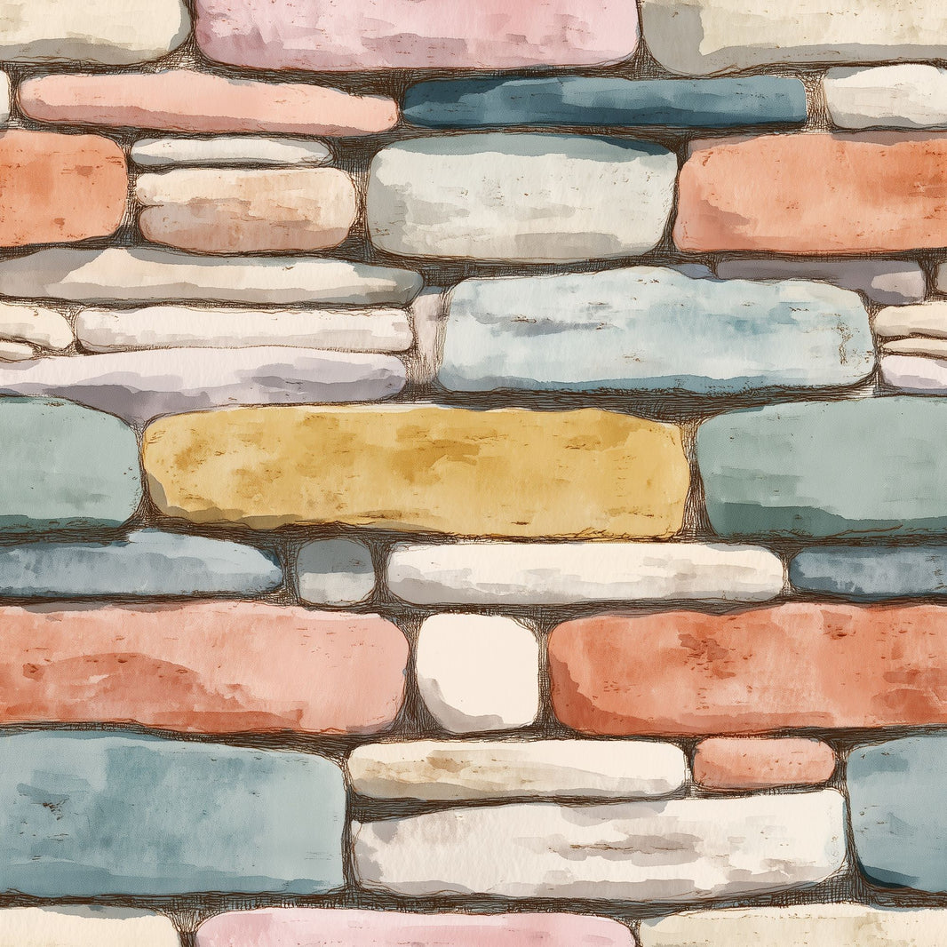 Watercolor Texture Wallpaper Stone Wall Removable Stone Wall Wall Double Roll pattern artwork