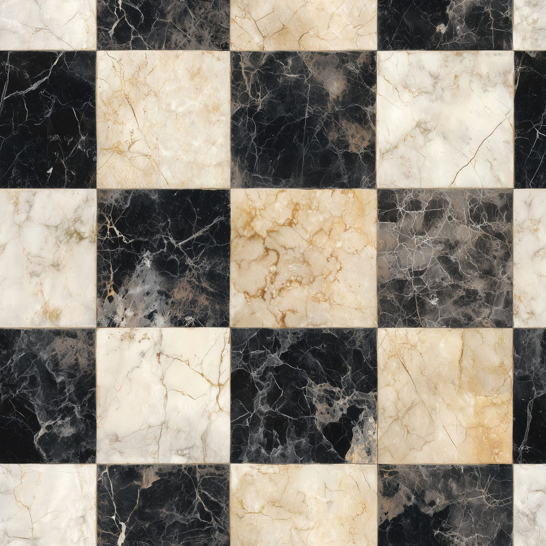 Dark Marble Wallpaper Checkerboard Gold Veining Removable Wall Decor pattern artwork