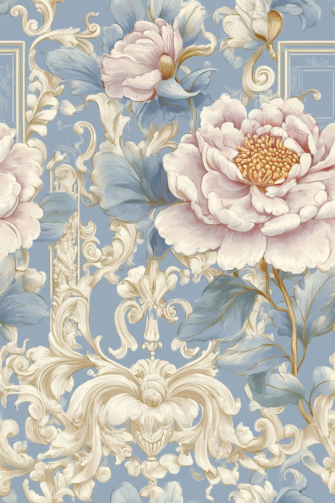 Peony Wallpaper Floral Removable Baroque Wall Double Roll pattern artwork