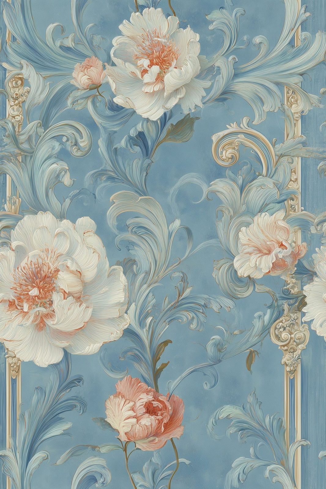 Peony Wallpaper Acanthus Vintage Decorative Mural pattern artwork