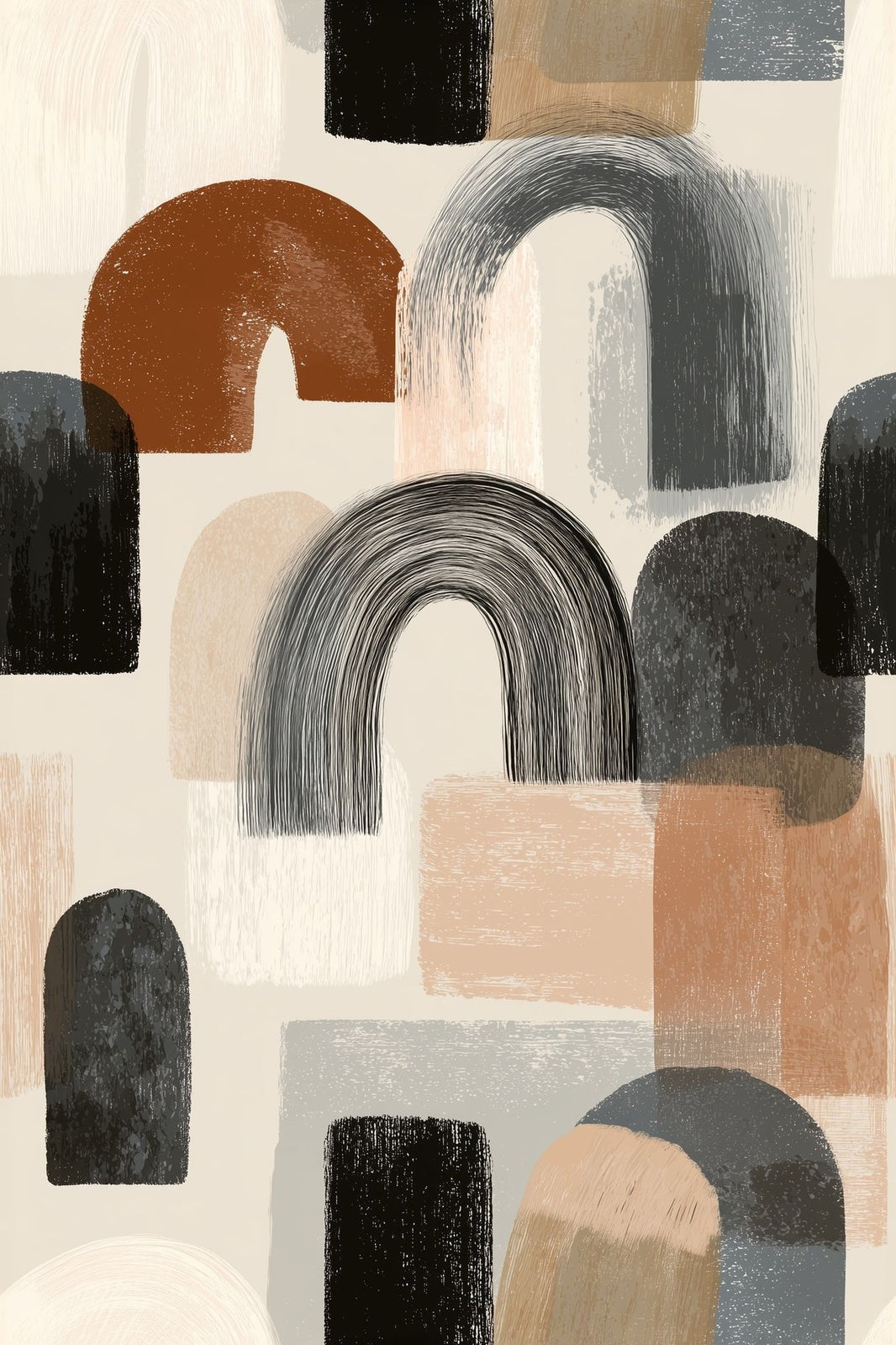 Abstract Arches Wallpaper Geometric Shapes Neutral Tones Decorative Mural pattern artwork