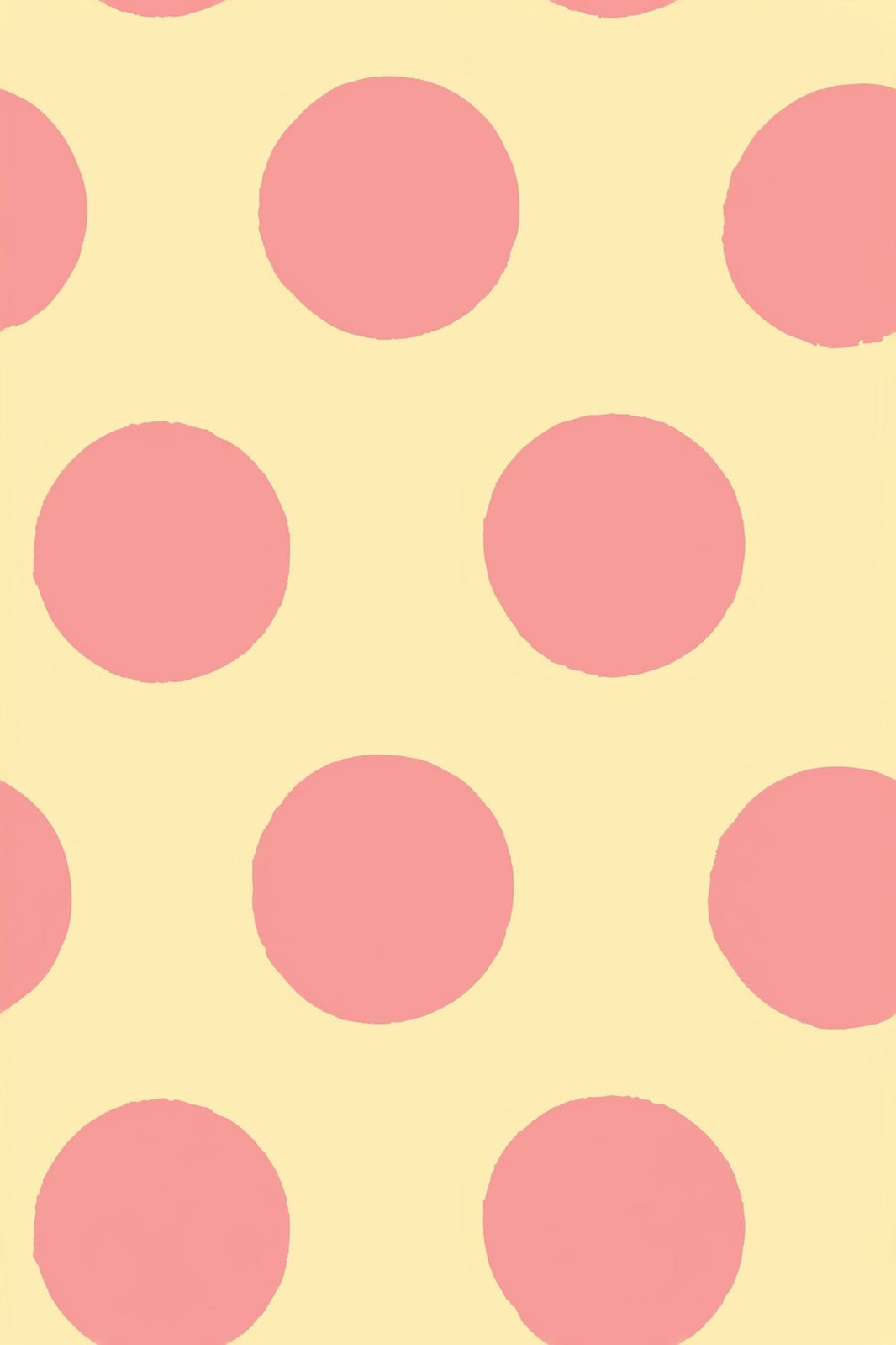 Polka Dots Wallpaper Pink Dots Yellow Background Decorative Mural pattern artwork