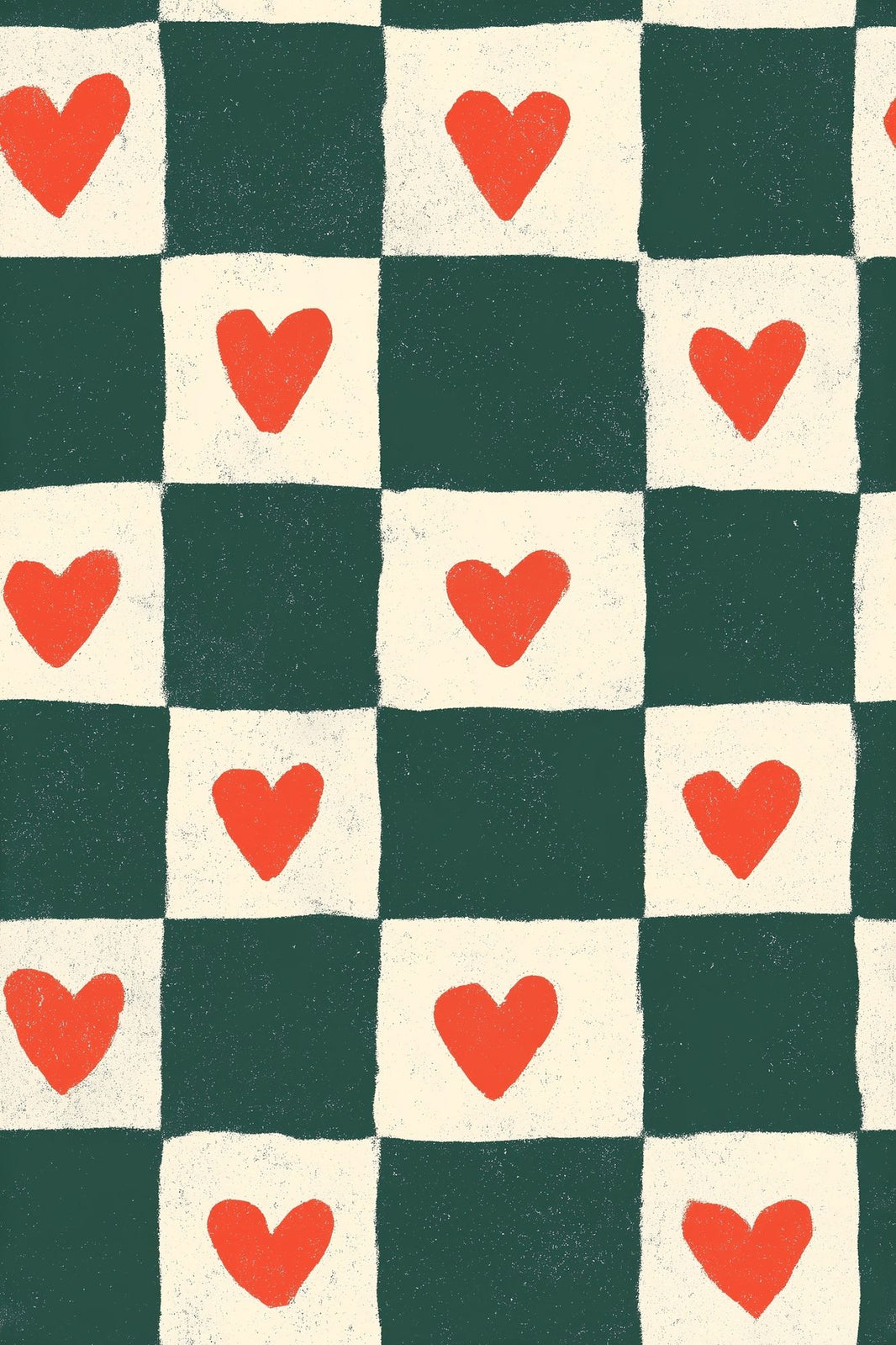 Checkered Wallpaper Hearts Geometric Removable Wall Decor pattern artwork