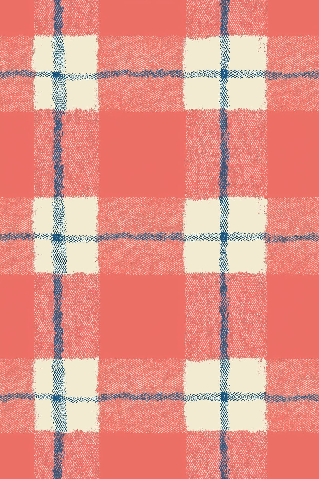 Plaid Wallpaper Checkered Coral Decorative Mural pattern artwork