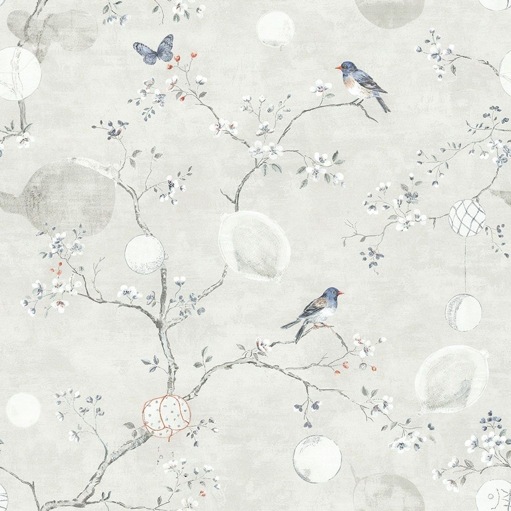Chinoiserie Wallpaper Birds Blossom Branches Wall Mural pattern artwork