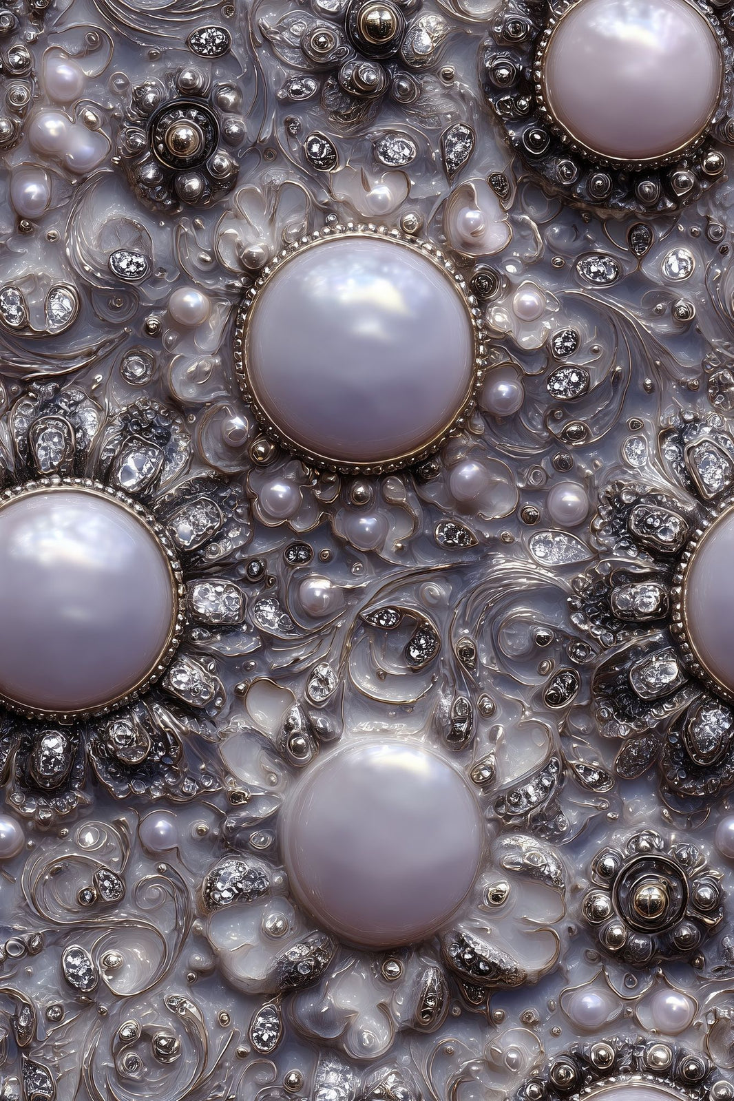 Abstract Wallpaper Pearls Removable Silver Metallic Wall Double Roll pattern artwork