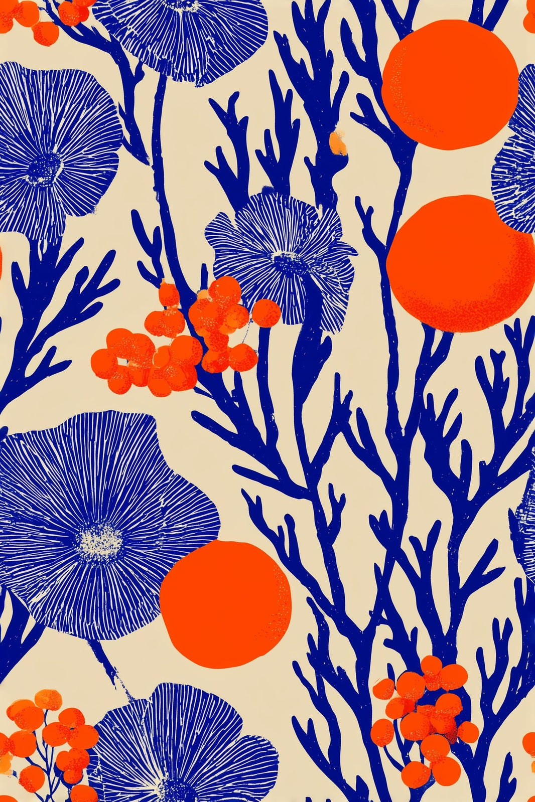 Block Print Wallpaper Botanical Removable Bright Wall Double Roll pattern artwork
