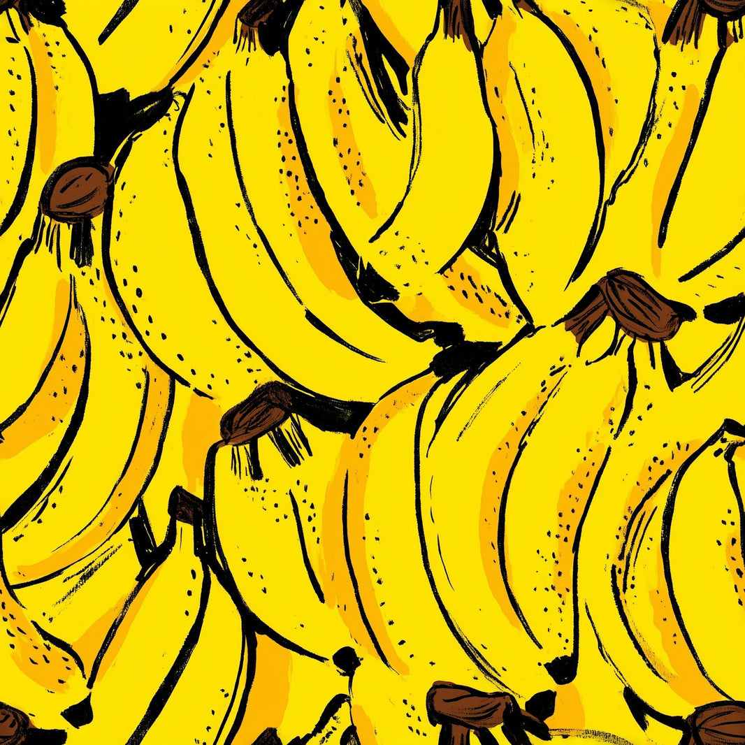 Banana Pattern Wallpaper Tropical Fruit Removable Bright Yellow Wall Double Roll pattern artwork