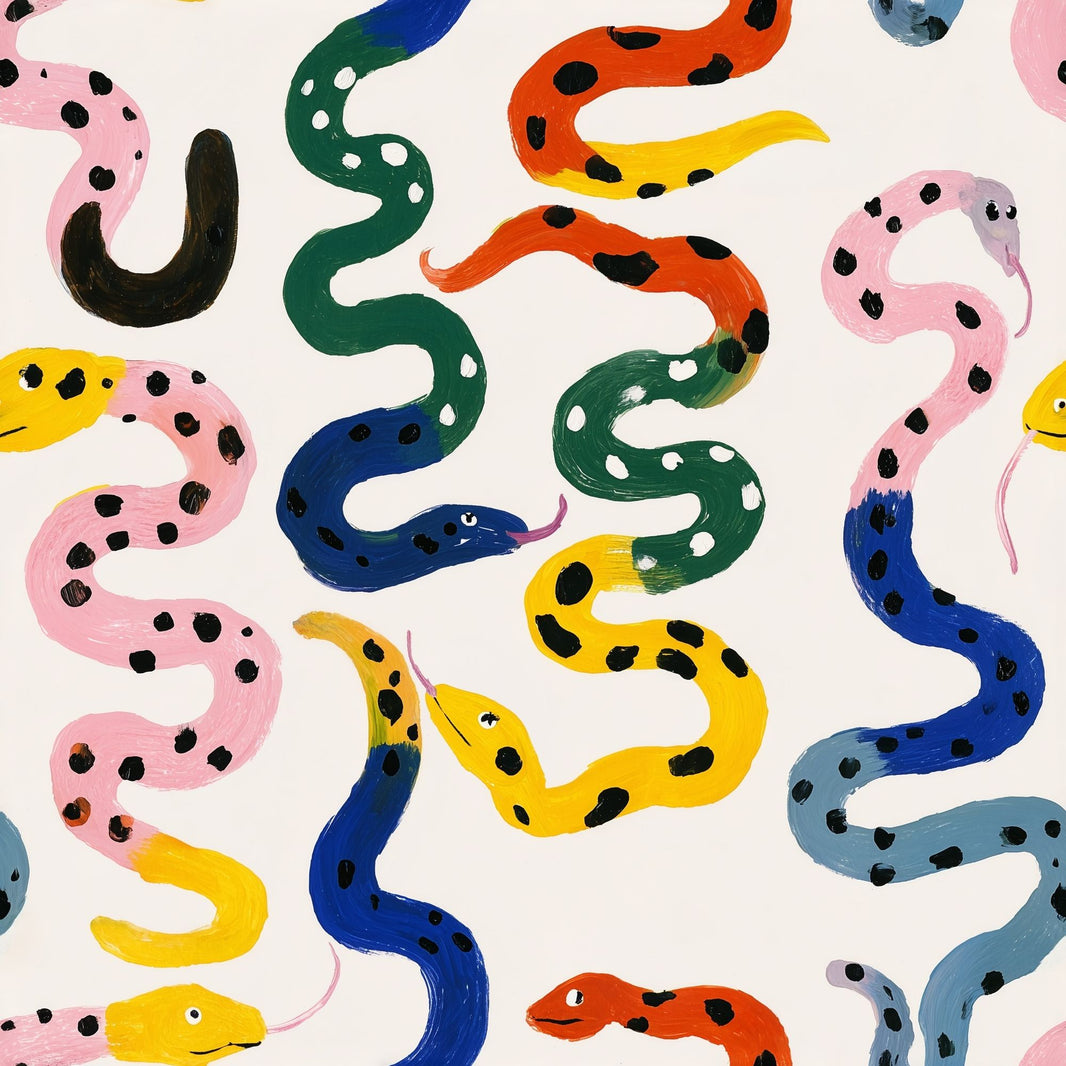 Colorful Snakes Wallpaper Whimsical Animal Pattern Abstract Spotted Serpents Removable Wall Decor pattern artwork