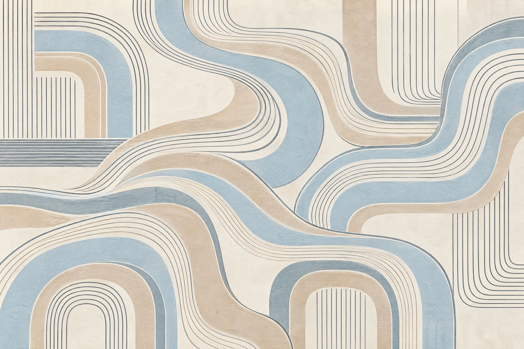 Curved Stripe Arches Wallpaper Mid Century Modern Wall Mural pattern artwork