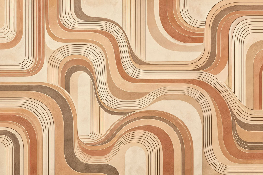 Retro Arch Lines Wallpaper Mid Century Modern Wall Mural pattern artwork