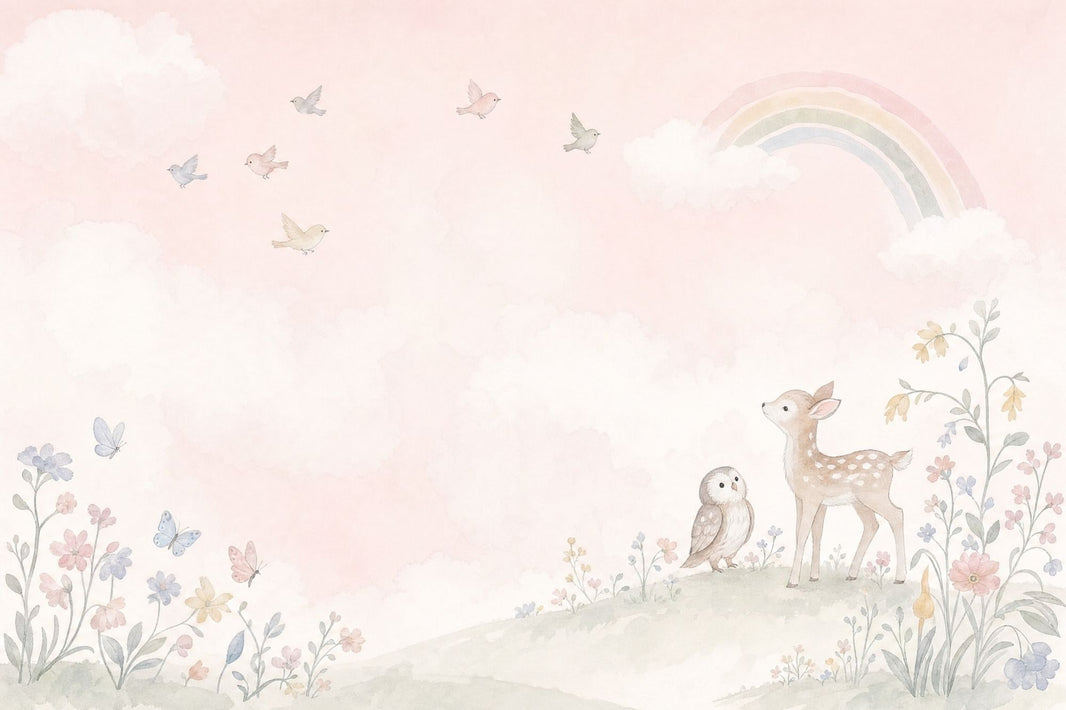 Pastel Nursery Wallpaper Watercolor Rainbow Wall Mural pattern artwork