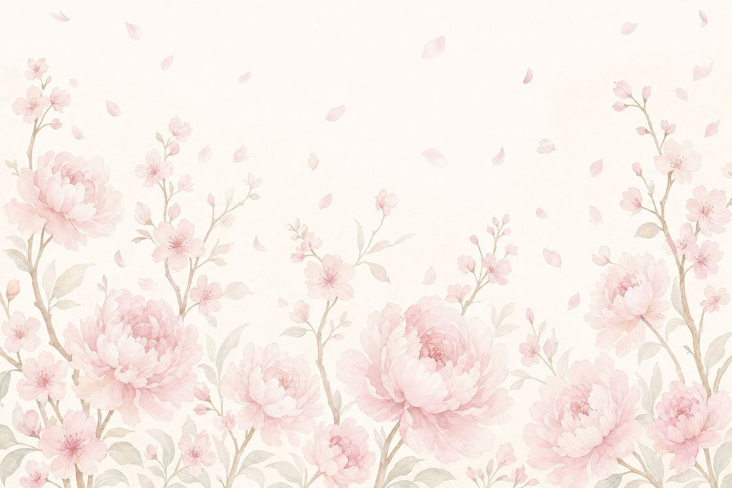 Pink Blossoms Wallpaper Peonies Removable Cherry Blossoms Wall Decor pattern artwork