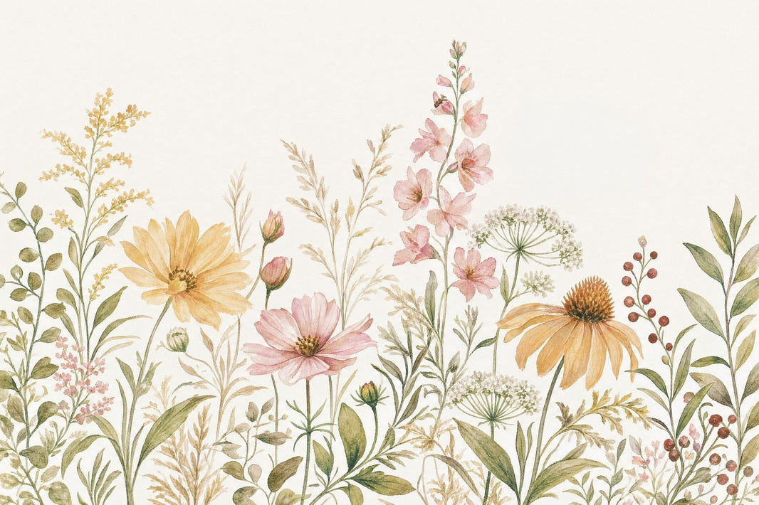 Watercolor Wallpaper Wildflowers Botanical Removable Wall Decor pattern artwork