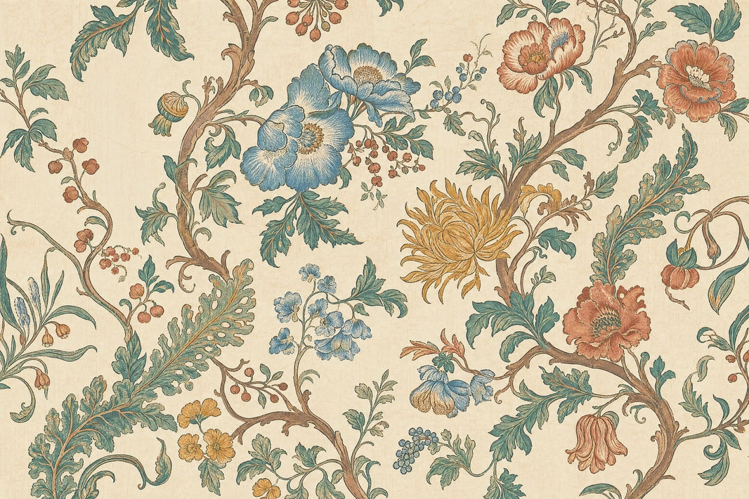 Vintage Floral Wallpaper Botanical Cream Background Removable Wall Decor pattern artwork