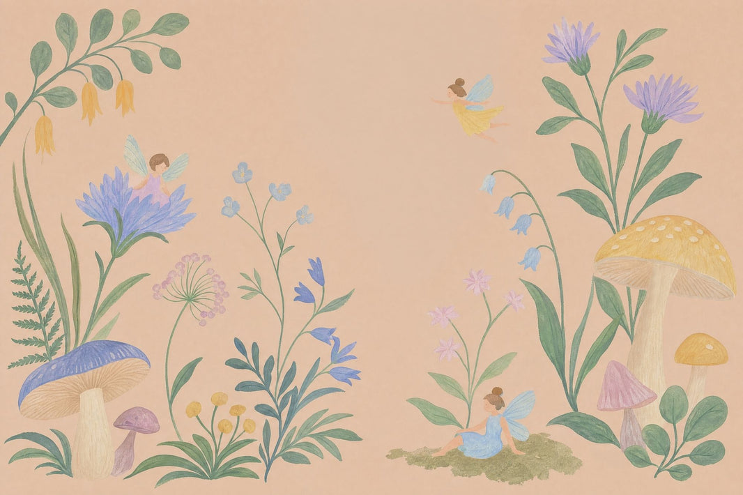 Fairy Garden Wallpaper Watercolor Botanical Wall Mural pattern artwork