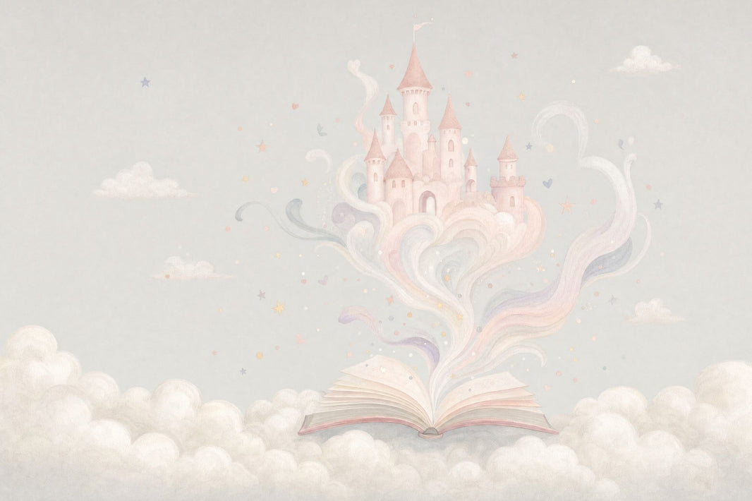 Fairy Tale Castle Wallpaper Storybook Sky Wall Mural pattern artwork