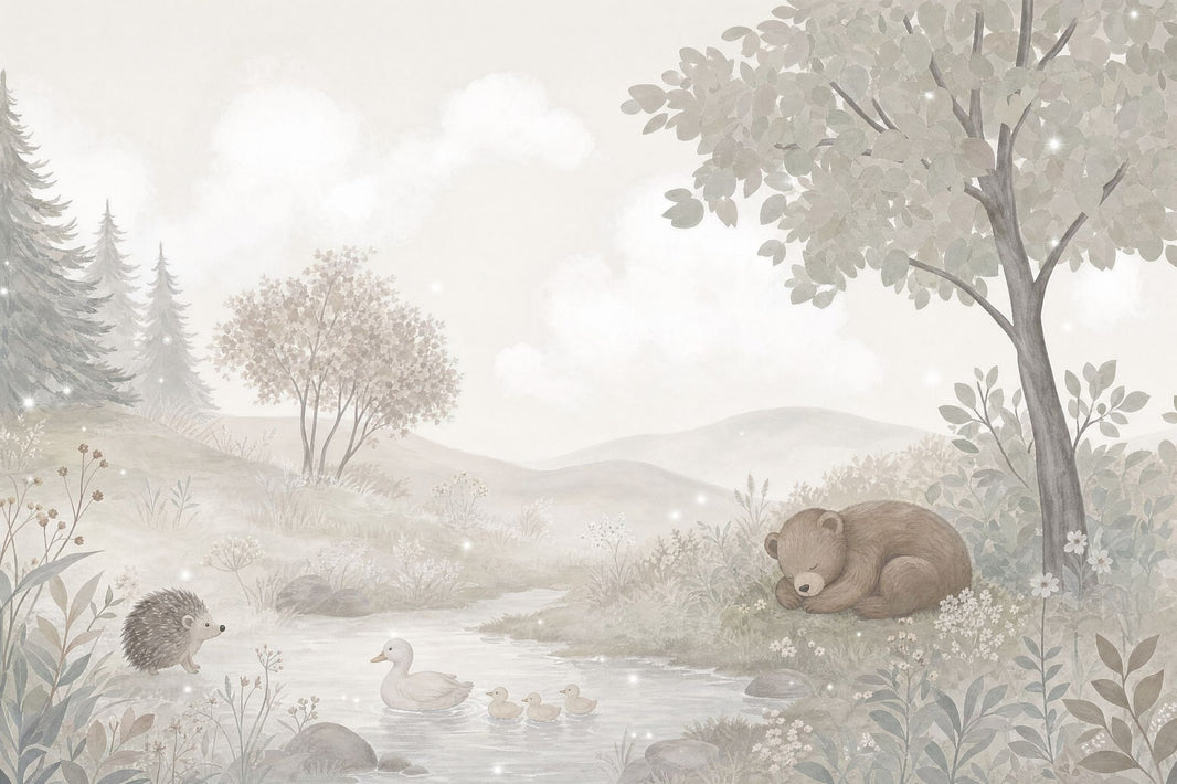 Watercolor Woodland Animals Wallpaper Pastel Forest Wall Mural pattern artwork