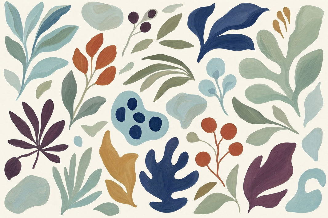 Hand Painted Botanical Leaves Wallpaper Modern Floral Wall Mural pattern artwork