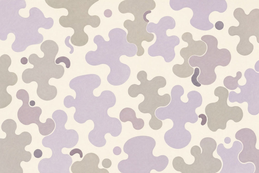 Lavender Organic Shapes Wallpaper Soft Gray Wall Mural pattern artwork