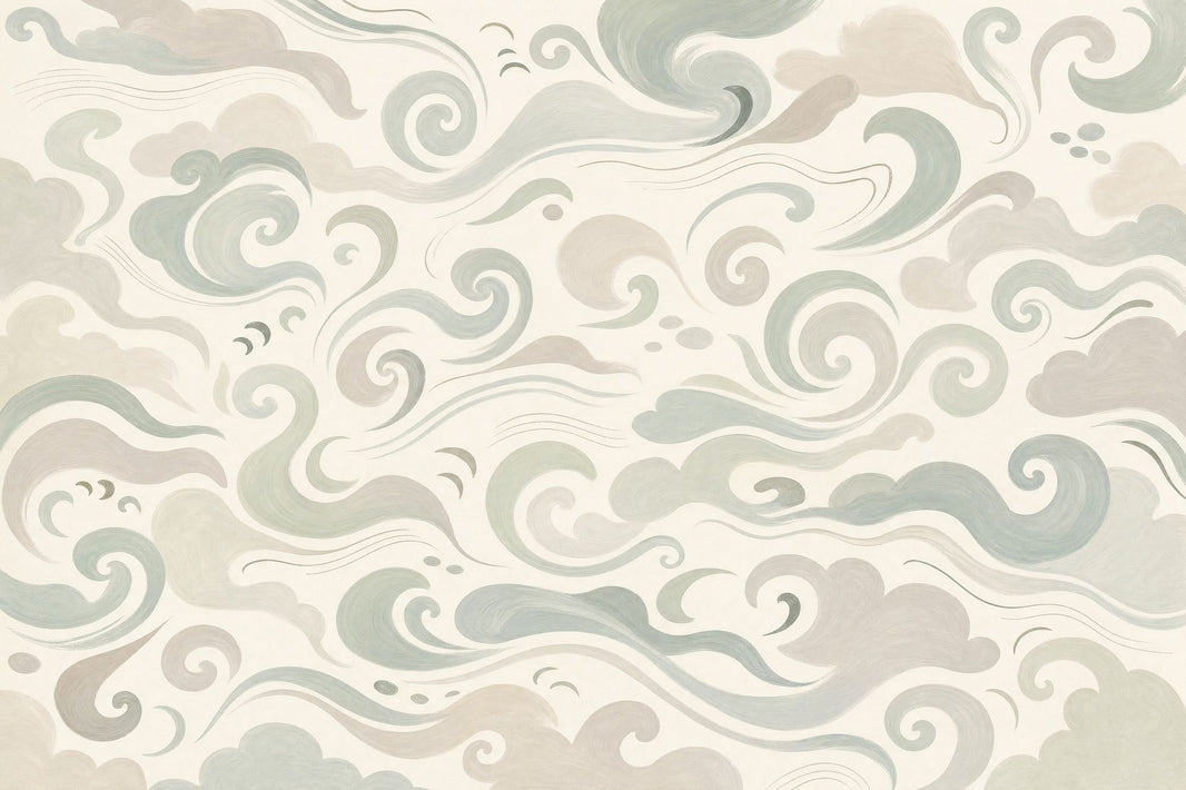 Swirling Cloud Forms Wallpaper Chinoiserie Style Wall Mural pattern artwork