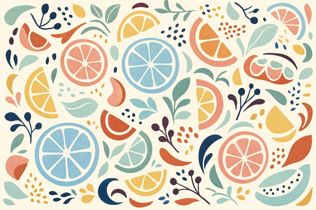 Citrus Slices Wallpaper Retro Botanical Wall Mural pattern artwork