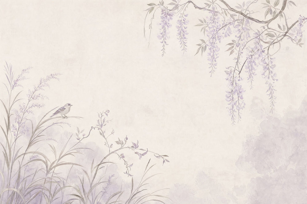 Hanging Wisteria Wallpaper Watercolor Chinoiserie Wall Mural pattern artwork