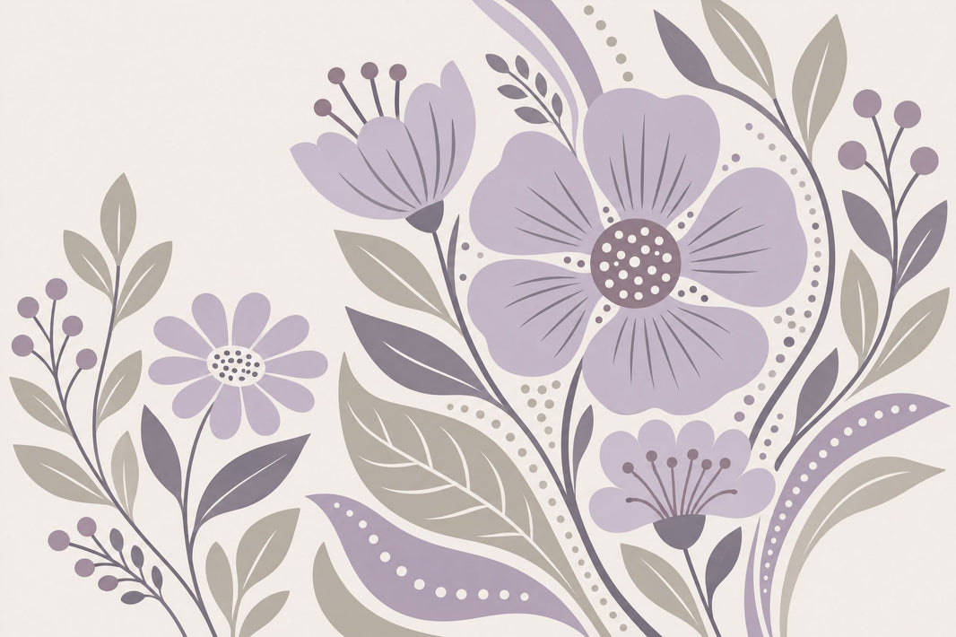 Scandinavian Floral Wallpaper Lavender Botanicals Wall Mural pattern artwork