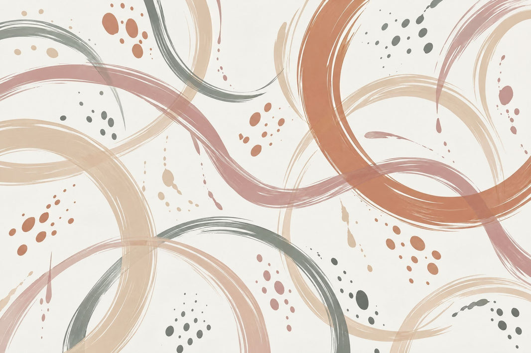 Abstract Brushstroke Arcs Wallpaper Minimal White Background Wall Mural pattern artwork