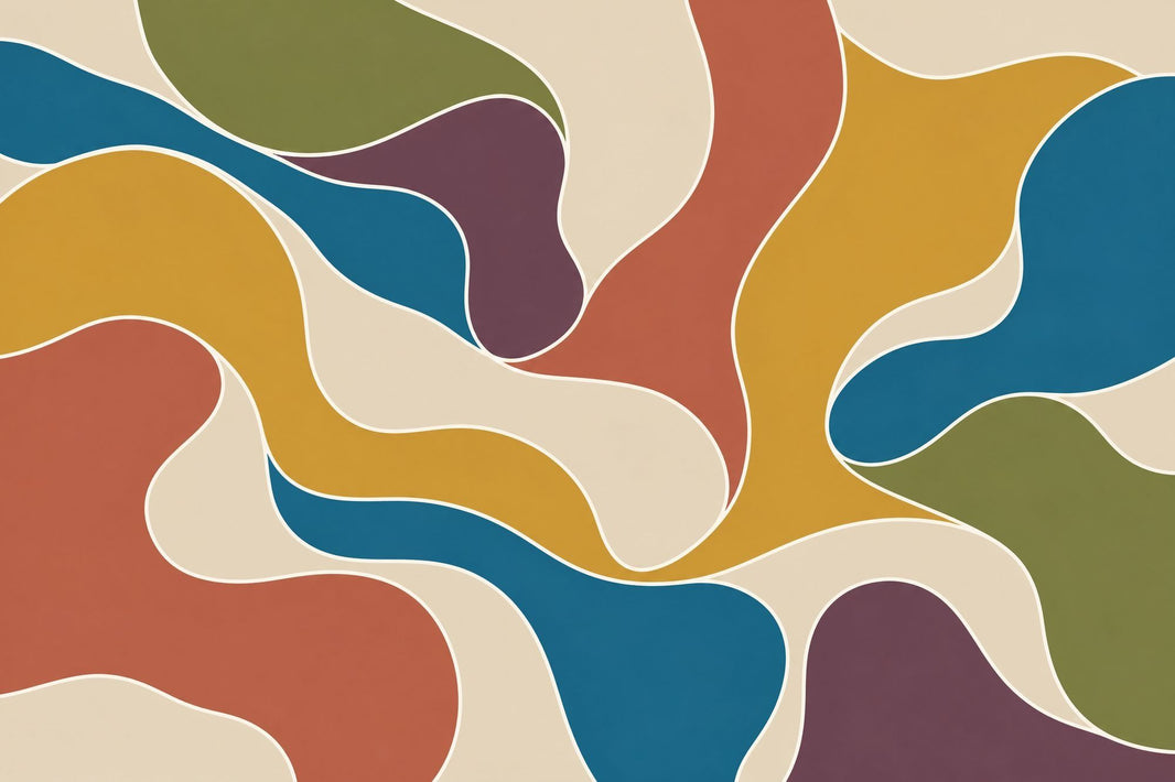 Organic Color Block Wallpaper Mid Century Modern Wall Mural pattern artwork