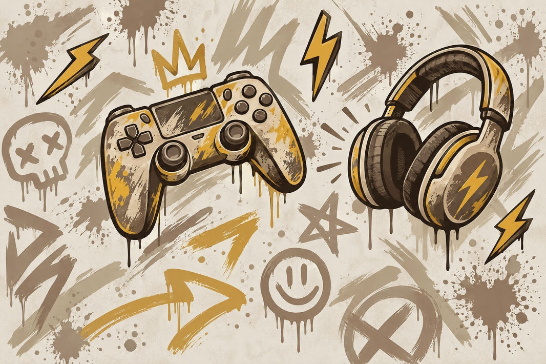 Gaming Controller Wallpaper Graffiti Street Art Wall Mural pattern artwork