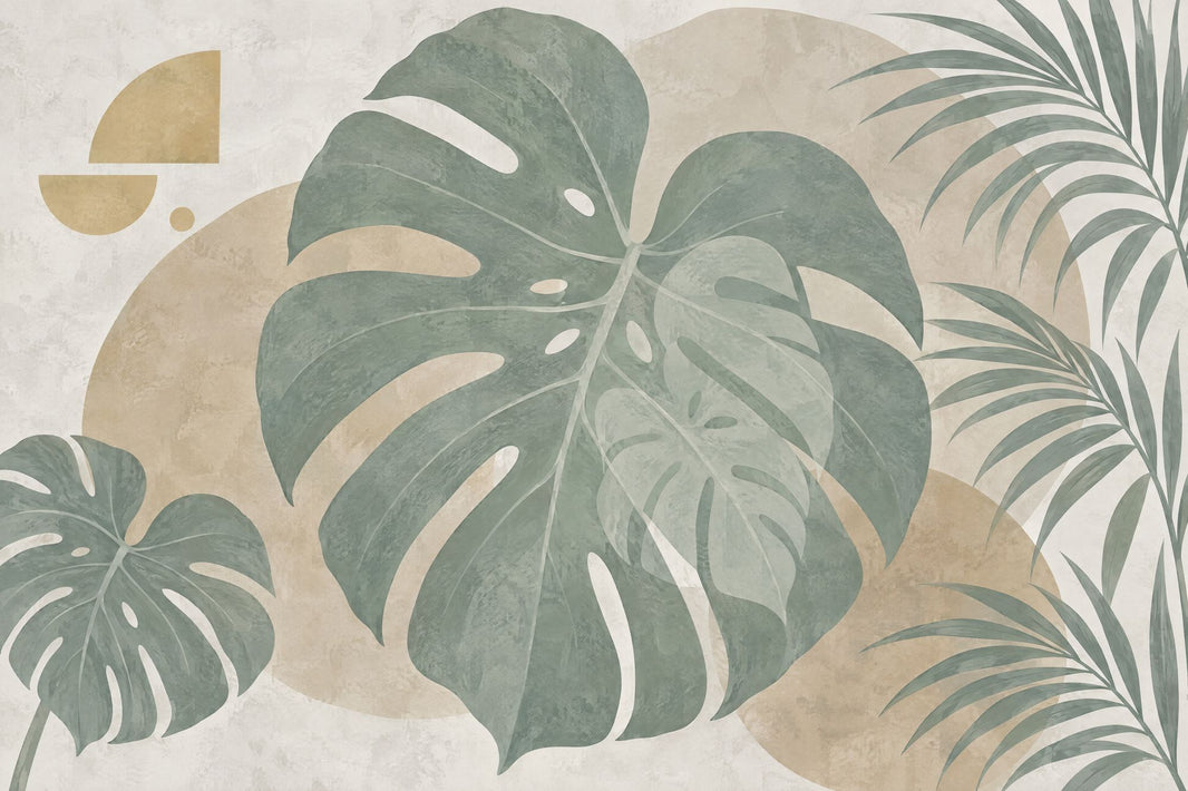 Tropical Leaves Wallpaper Sage Green Botanical Wall Mural pattern artwork