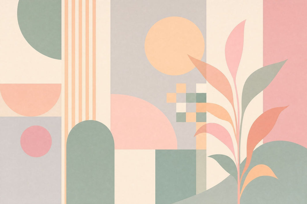 Abstract Geometric Shapes Wallpaper Mid Century Modern Wall Mural pattern artwork