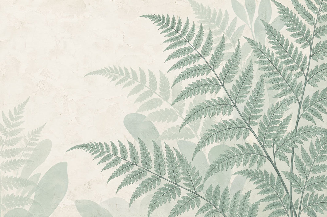 Sage Green Fern Wallpaper Textured Botanical Wall Mural pattern artwork