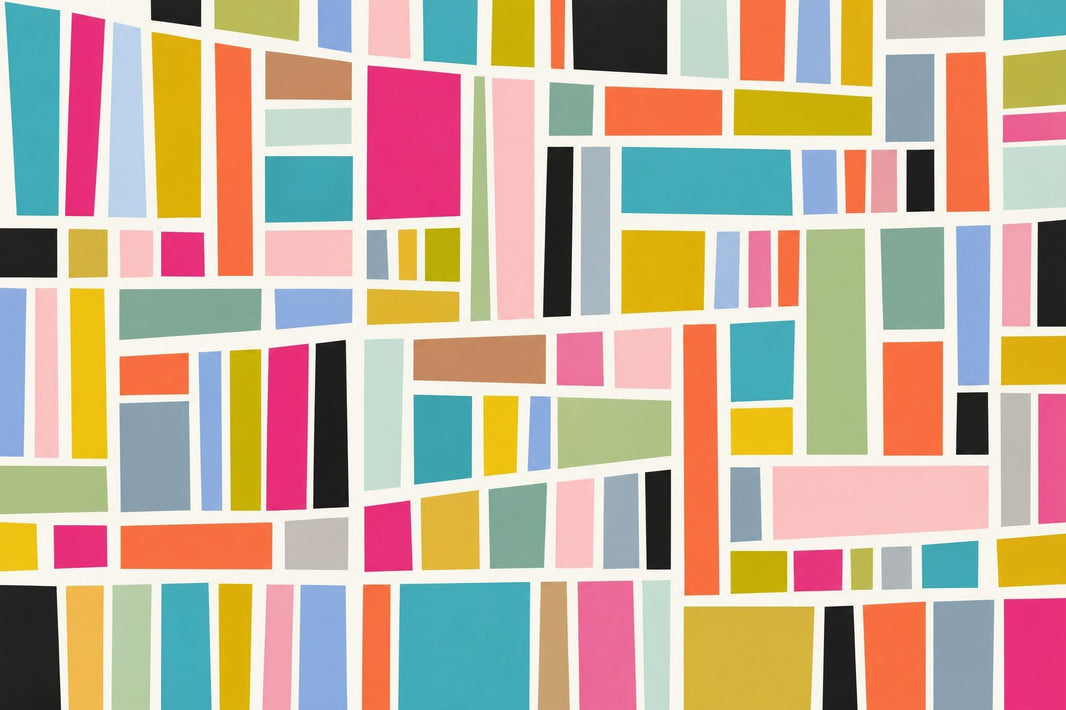 Color Block Grid Wallpaper Mid Century Modern Wall Mural pattern artwork