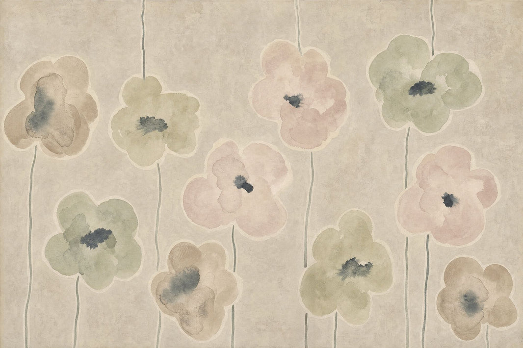 Watercolor Wildflowers Wallpaper Paper Texture Wall Mural pattern artwork