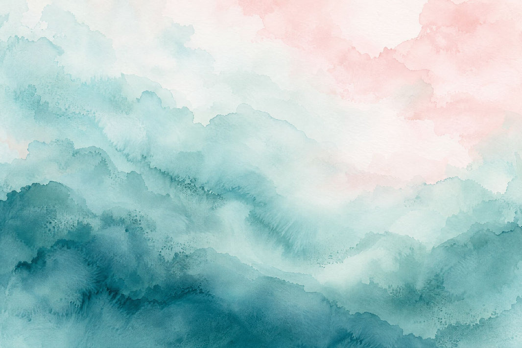 Abstract Watercolor Texture Wallpaper Pastel Teal Wash Wall Mural pattern artwork