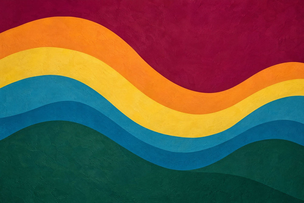 Abstract Color Wave Wallpaper Mid Century Modern Wall Mural pattern artwork