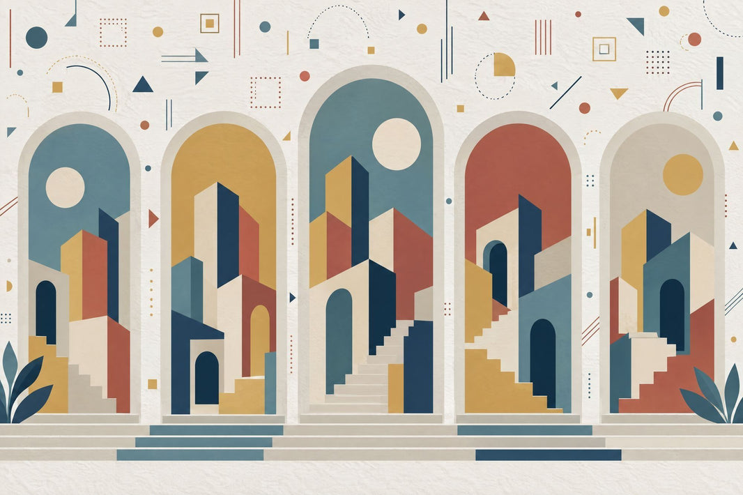 Geometric Cityscape Wallpaper Paper Texture Wall Mural pattern artwork