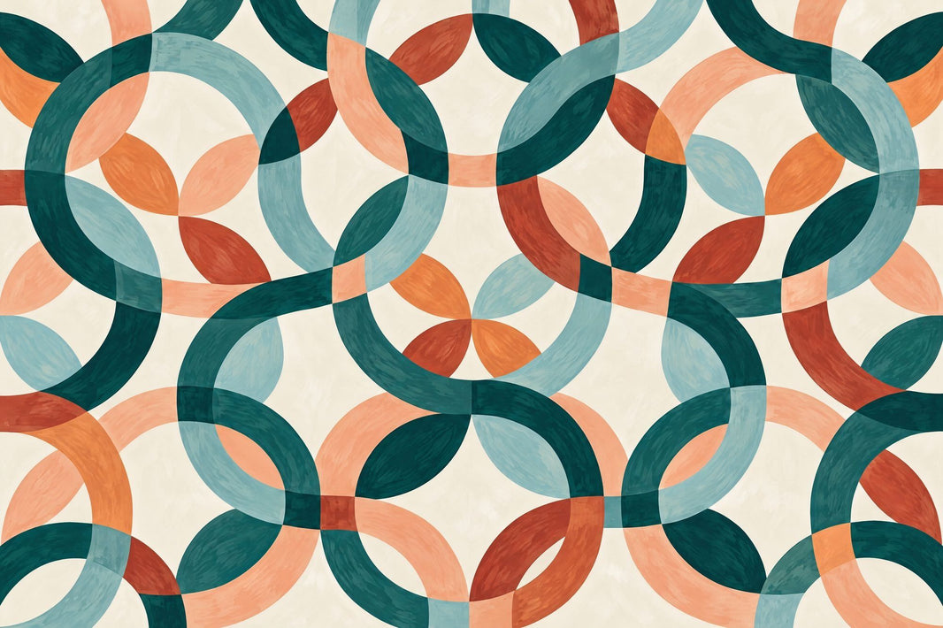 Interlocking Rings Wallpaper Mid Century Modern Wall Mural pattern artwork