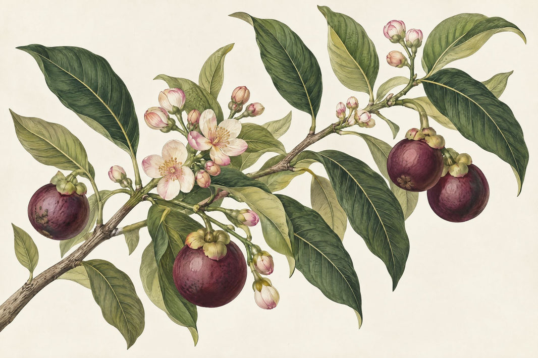 Mangosteen Branch Wallpaper Vintage Botanical Wall Mural pattern artwork