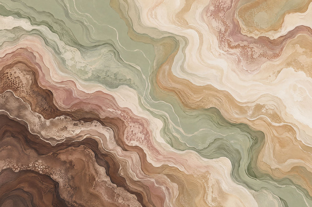 Abstract Marble Wallpaper Sage Green Earth Tones Wall Mural pattern artwork