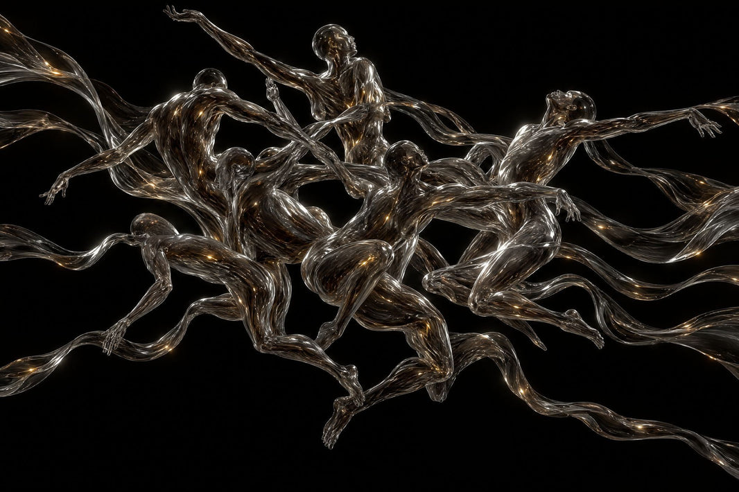 Chrome Human Figures Wallpaper Futuristic Glass Sculpture Wall Mural pattern artwork